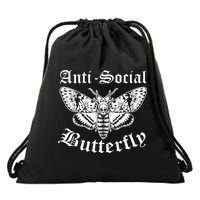 Funny Antisocial Butterfly Design, Introvert Humor Drawstring Bag