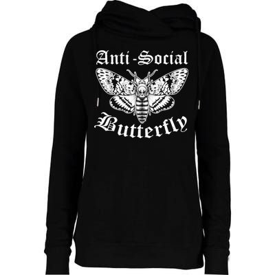 Funny Antisocial Butterfly Design, Introvert Humor Womens Funnel Neck Pullover Hood
