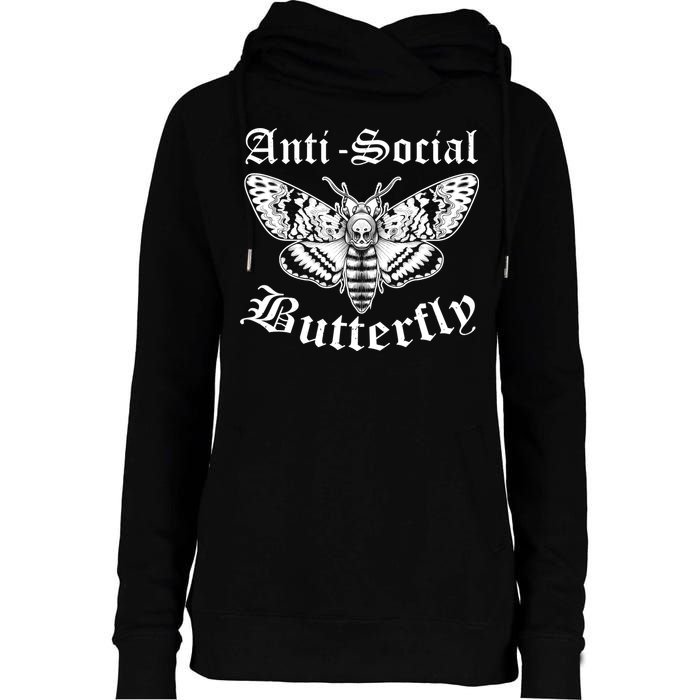 Funny Antisocial Butterfly Design, Introvert Humor Womens Funnel Neck Pullover Hood
