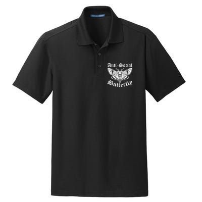 Funny Antisocial Butterfly Design, Introvert Humor Dry Zone Grid Polo