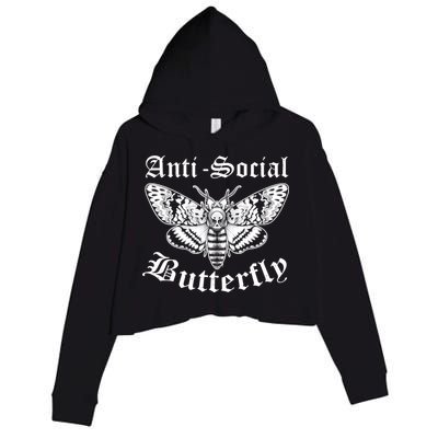 Funny Antisocial Butterfly Design, Introvert Humor Crop Fleece Hoodie