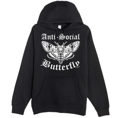 Funny Antisocial Butterfly Design, Introvert Humor Premium Pullover Hoodie