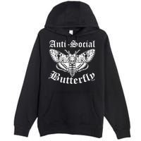 Funny Antisocial Butterfly Design, Introvert Humor Premium Pullover Hoodie