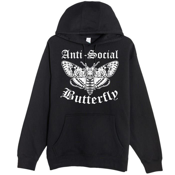 Funny Antisocial Butterfly Design, Introvert Humor Premium Pullover Hoodie