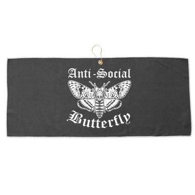 Funny Antisocial Butterfly Design, Introvert Humor Large Microfiber Waffle Golf Towel