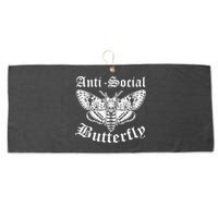 Funny Antisocial Butterfly Design, Introvert Humor Large Microfiber Waffle Golf Towel