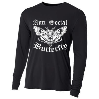 Funny Antisocial Butterfly Design, Introvert Humor Cooling Performance Long Sleeve Crew