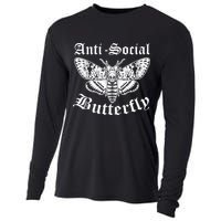 Funny Antisocial Butterfly Design, Introvert Humor Cooling Performance Long Sleeve Crew