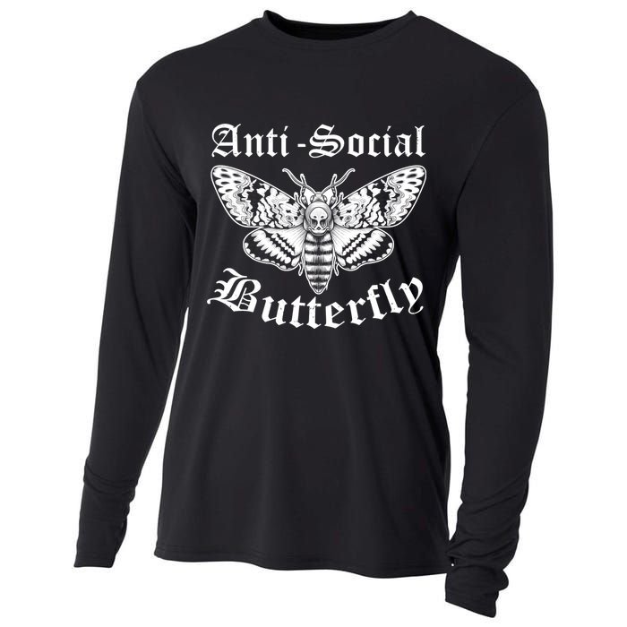 Funny Antisocial Butterfly Design, Introvert Humor Cooling Performance Long Sleeve Crew