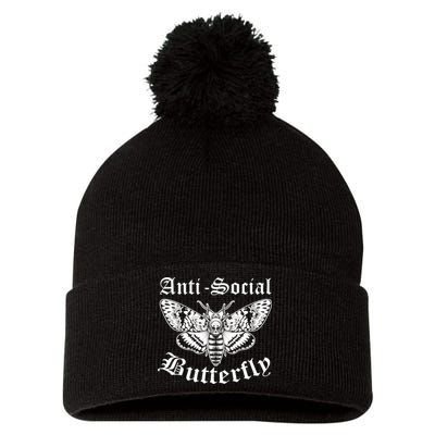 Funny Antisocial Butterfly Design, Introvert Humor Pom Pom 12in Knit Beanie