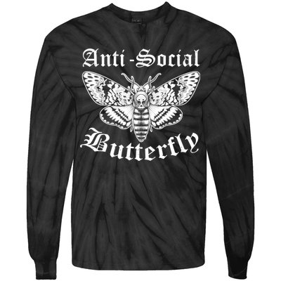 Funny Antisocial Butterfly Design, Introvert Humor Tie-Dye Long Sleeve Shirt