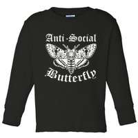 Funny Antisocial Butterfly Design, Introvert Humor Toddler Long Sleeve Shirt