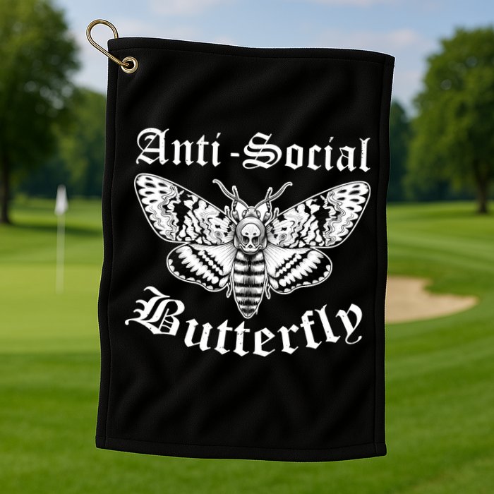 Funny Antisocial Butterfly Design, Introvert Humor Golf Towel