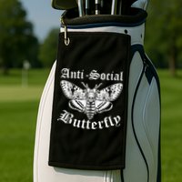 Funny Antisocial Butterfly Design, Introvert Humor Golf Towel
