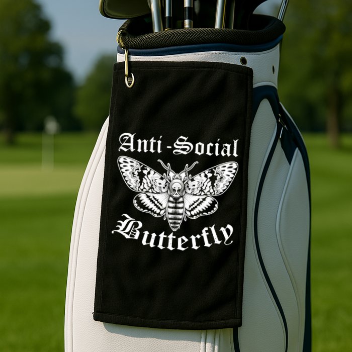 Funny Antisocial Butterfly Design, Introvert Humor Golf Towel