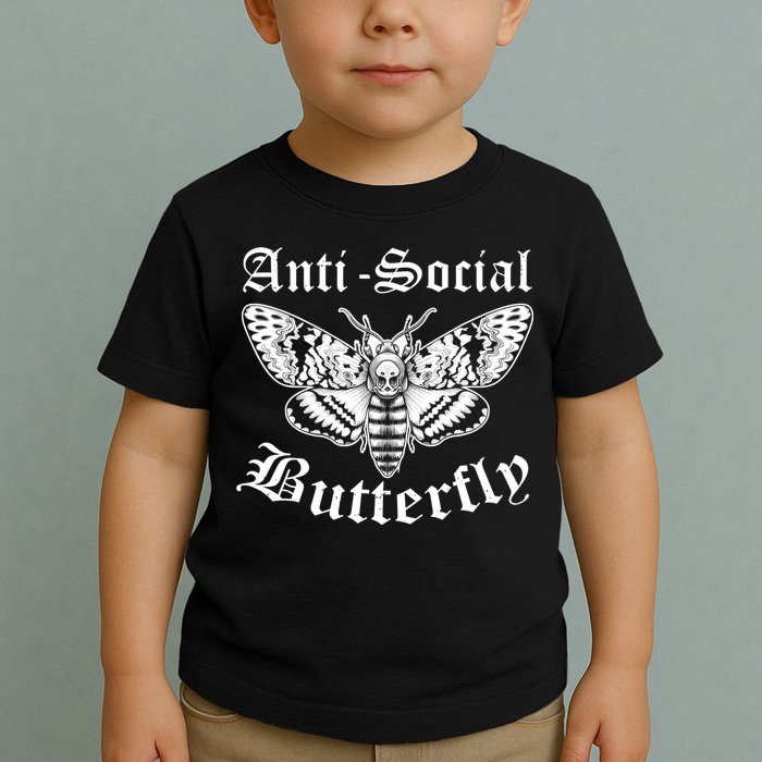 Funny Antisocial Butterfly Design, Introvert Humor Toddler T-Shirt
