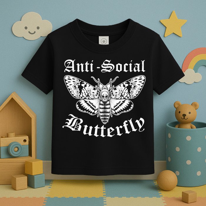 Funny Antisocial Butterfly Design, Introvert Humor Toddler T-Shirt