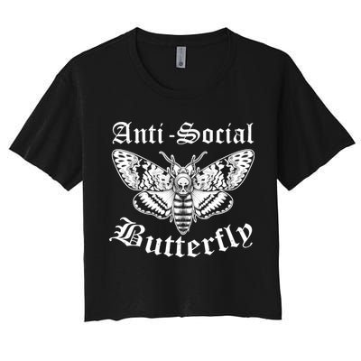 Funny Antisocial Butterfly Design, Introvert Humor Crop Top