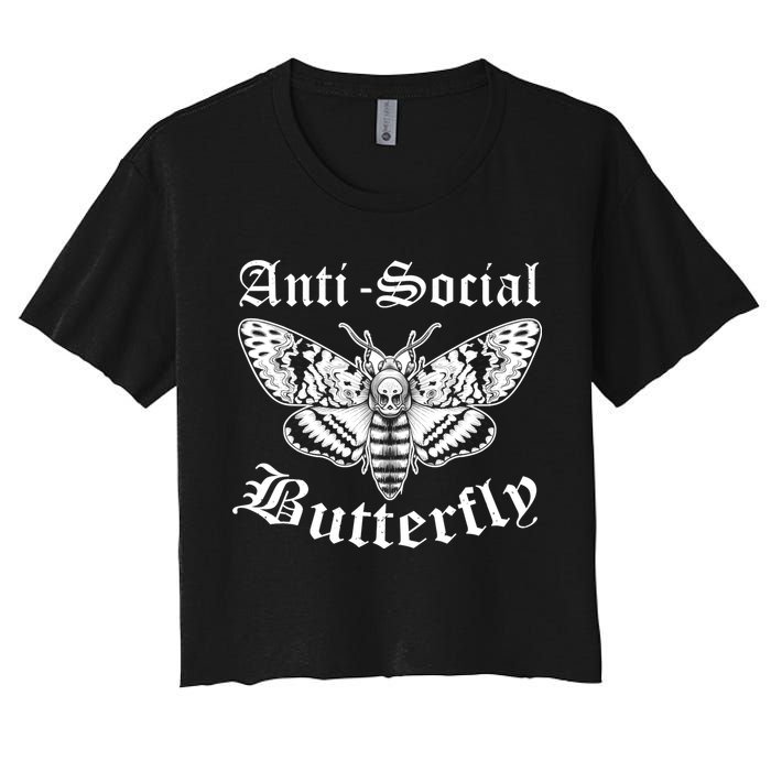 Funny Antisocial Butterfly Design, Introvert Humor Crop Top