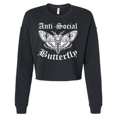 Funny Antisocial Butterfly Design, Introvert Humor Cropped Pullover Crew