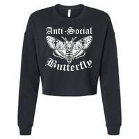 Funny Antisocial Butterfly Design, Introvert Humor Cropped Pullover Crew