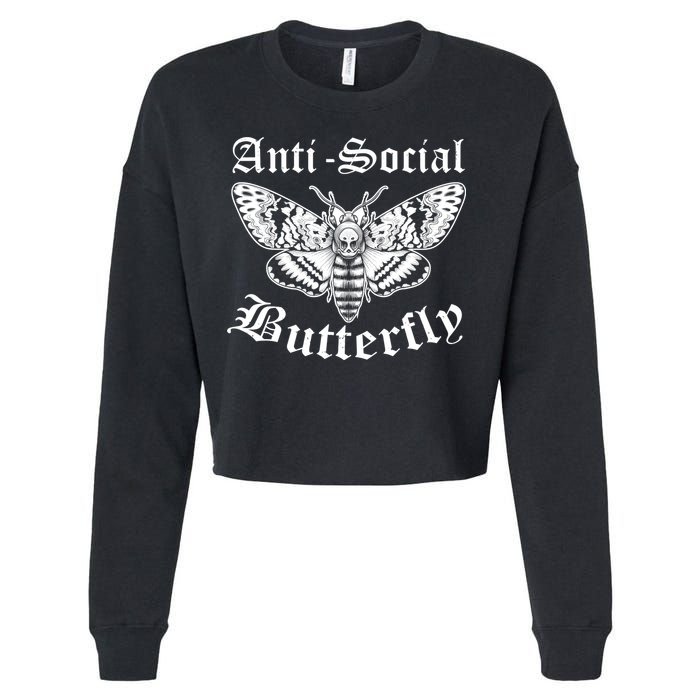Funny Antisocial Butterfly Design, Introvert Humor Cropped Pullover Crew