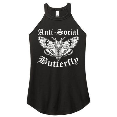 Funny Antisocial Butterfly Design, Introvert Humor Women's Perfect Tri Rocker Tank