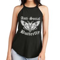 Funny Antisocial Butterfly Design, Introvert Humor Women's Perfect Tri Rocker Tank