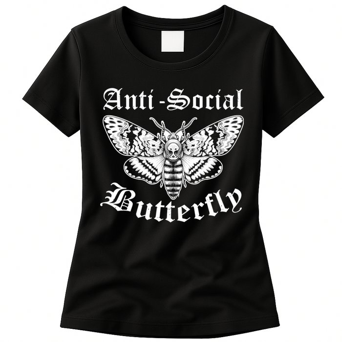 Funny Antisocial Butterfly Design, Introvert Humor Womens T-Shirt