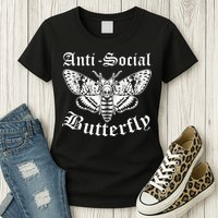 Funny Antisocial Butterfly Design, Introvert Humor Womens T-Shirt