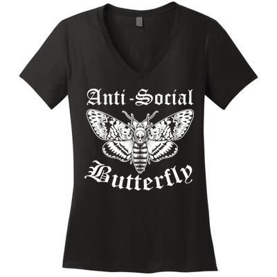 Funny Antisocial Butterfly Design, Introvert Humor Women's V-Neck T-Shirt