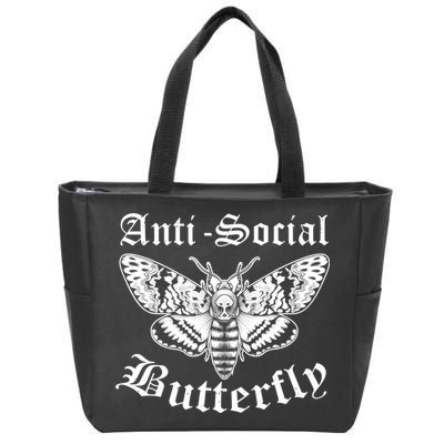 Funny Antisocial Butterfly Design, Introvert Humor Zip Tote Bag