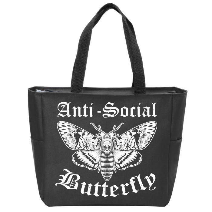 Funny Antisocial Butterfly Design, Introvert Humor Zip Tote Bag