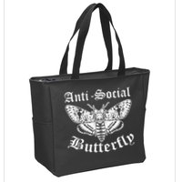 Funny Antisocial Butterfly Design, Introvert Humor Zip Tote Bag