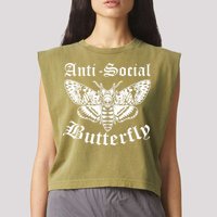 Funny Antisocial Butterfly Design, Introvert Humor Garment-Dyed Women's Muscle Tee