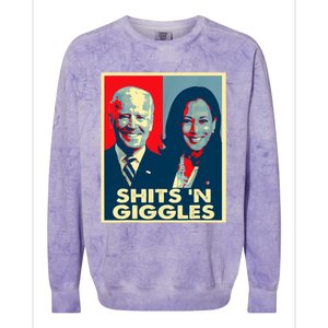 Funny Anti Biden Harris Shits 'N Giggles Political Gift Colorblast Crewneck Sweatshirt