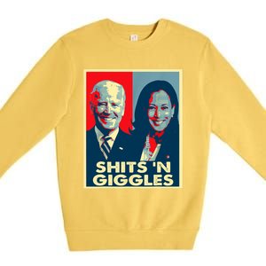 Funny Anti Biden Harris Shits 'N Giggles Political Gift Premium Crewneck Sweatshirt