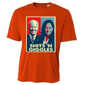 Funny Anti Biden Harris Shits 'N Giggles Political Gift Cooling Performance Crew T-Shirt