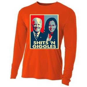 Funny Anti Biden Harris Shits 'N Giggles Political Gift Cooling Performance Long Sleeve Crew