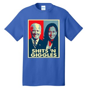 Funny Anti Biden Harris Shits 'N Giggles Political Gift Tall T-Shirt