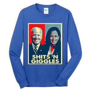 Funny Anti Biden Harris Shits 'N Giggles Political Gift Tall Long Sleeve T-Shirt