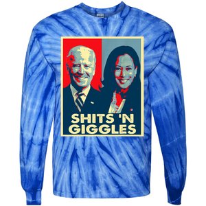 Funny Anti Biden Harris Shits 'N Giggles Political Gift Tie-Dye Long Sleeve Shirt