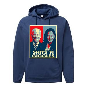 Funny Anti Biden Harris Shits 'N Giggles Political Gift Performance Fleece Hoodie