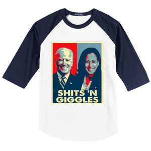 Funny Anti Biden Harris Shits 'N Giggles Political Gift Baseball Sleeve Shirt