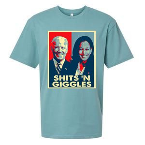 Funny Anti Biden Harris Shits 'N Giggles Political Gift Sueded Cloud Jersey T-Shirt