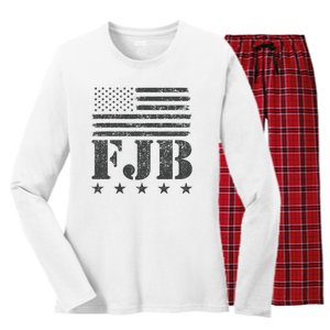 FJB Anti Biden American Flag Women's Long Sleeve Flannel Pajama Set 