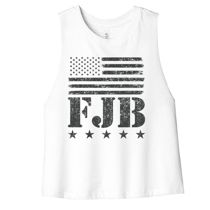 FJB Anti Biden American Flag Women's Racerback Cropped Tank