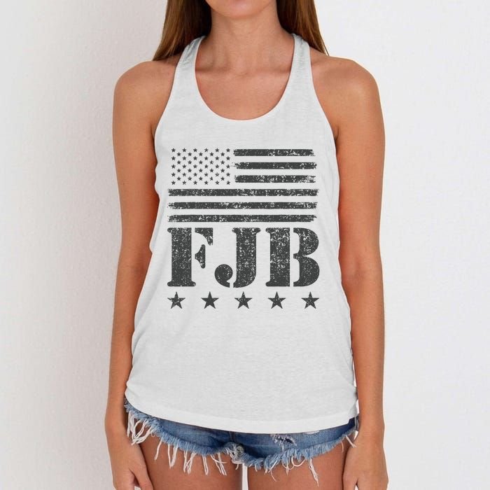 FJB Anti Biden American Flag Women's Knotted Racerback Tank