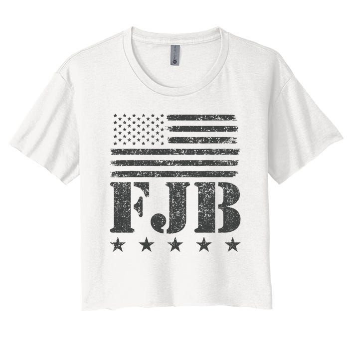 FJB Anti Biden American Flag Women's Crop Top Tee