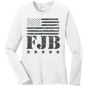 FJB Anti Biden American Flag Ladies Long Sleeve Shirt